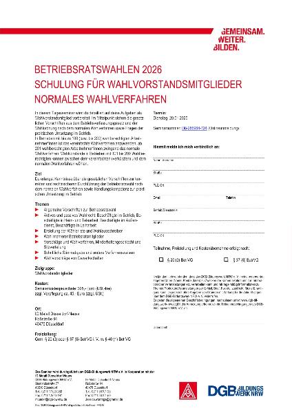 Ausschreibung normales Wahlverfahren 20.01.2026