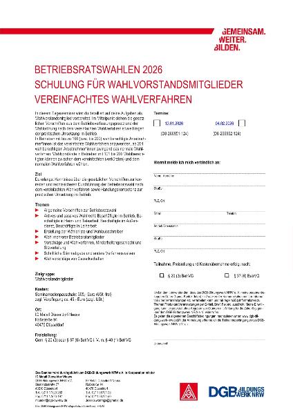 Ausschreibung vereinfachtes Wahlverfahren alle Termine